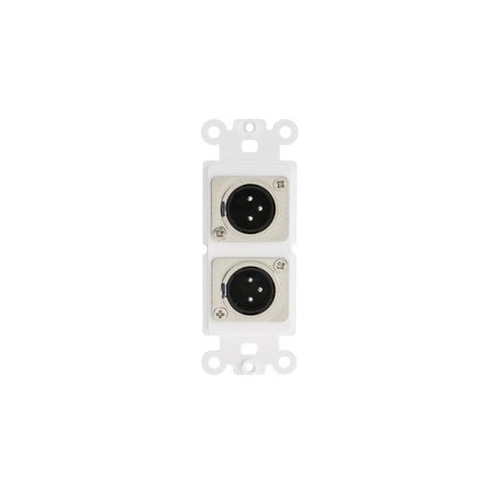 Cable Wholesale Decora Wall Plate Insert, White, Dual XLR Male to Solder Type 301-2006